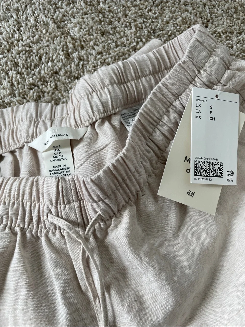 H&M MAMA Sz Small Before & After Linen-Blend Pants